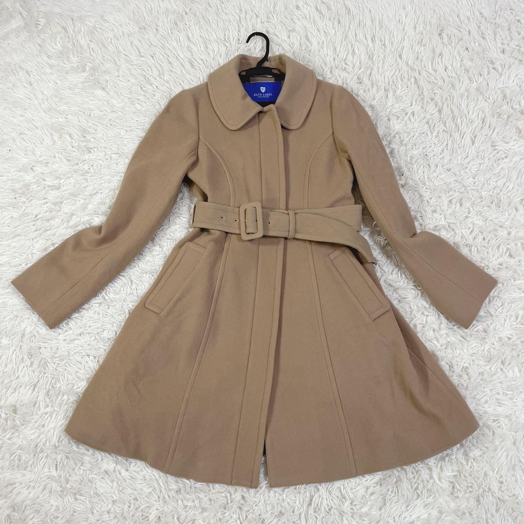 ブルーレーベルクレストブリッジ ウール ベルト ロングコート チェック 40