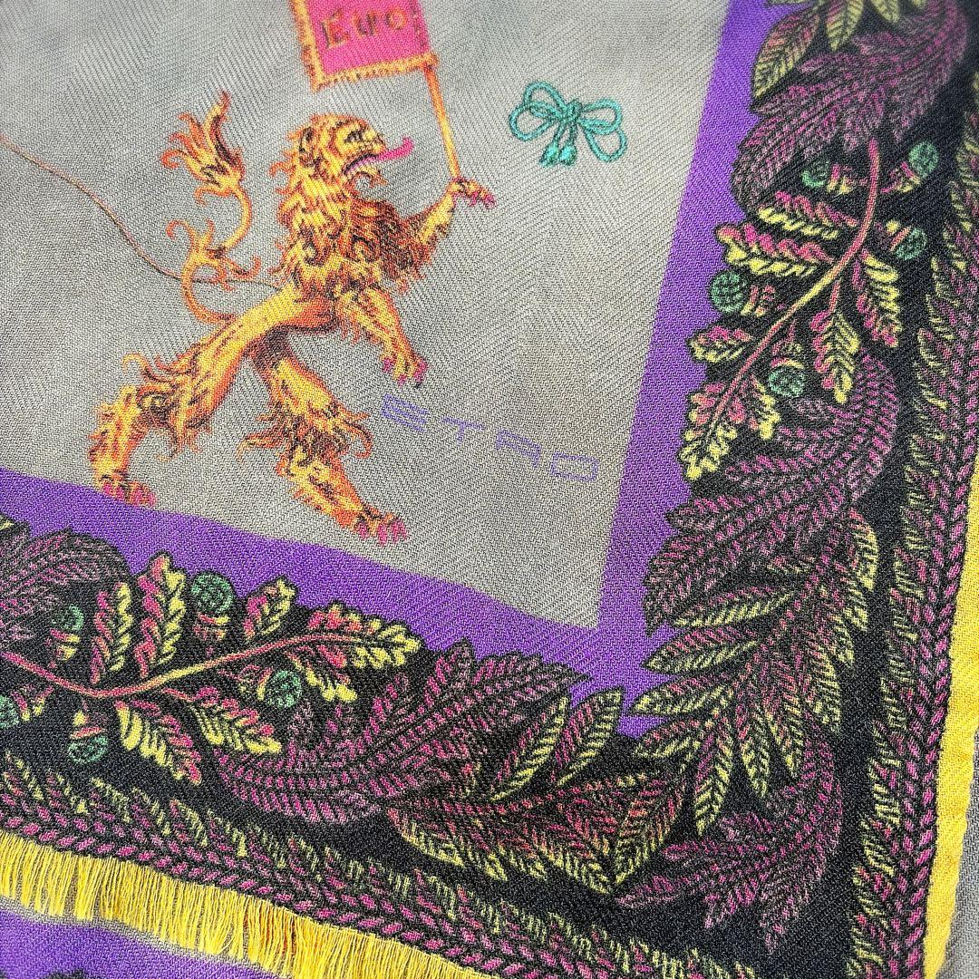 ETRO エトロ イタリア製 カシミヤ シルク ストール 総柄 オーナメント柄
