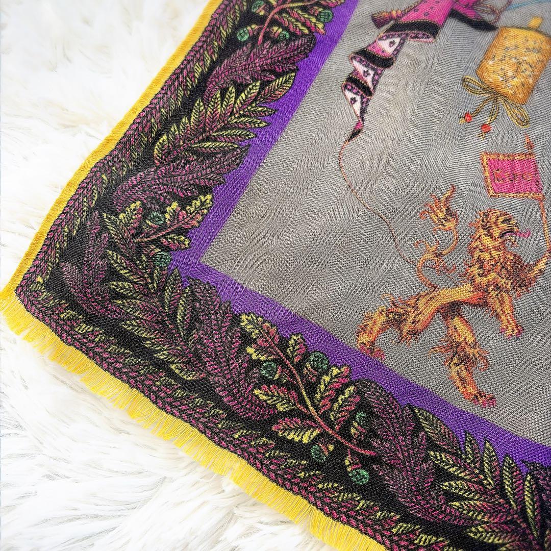 ETRO エトロ イタリア製 カシミヤ シルク ストール 総柄 オーナメント柄
