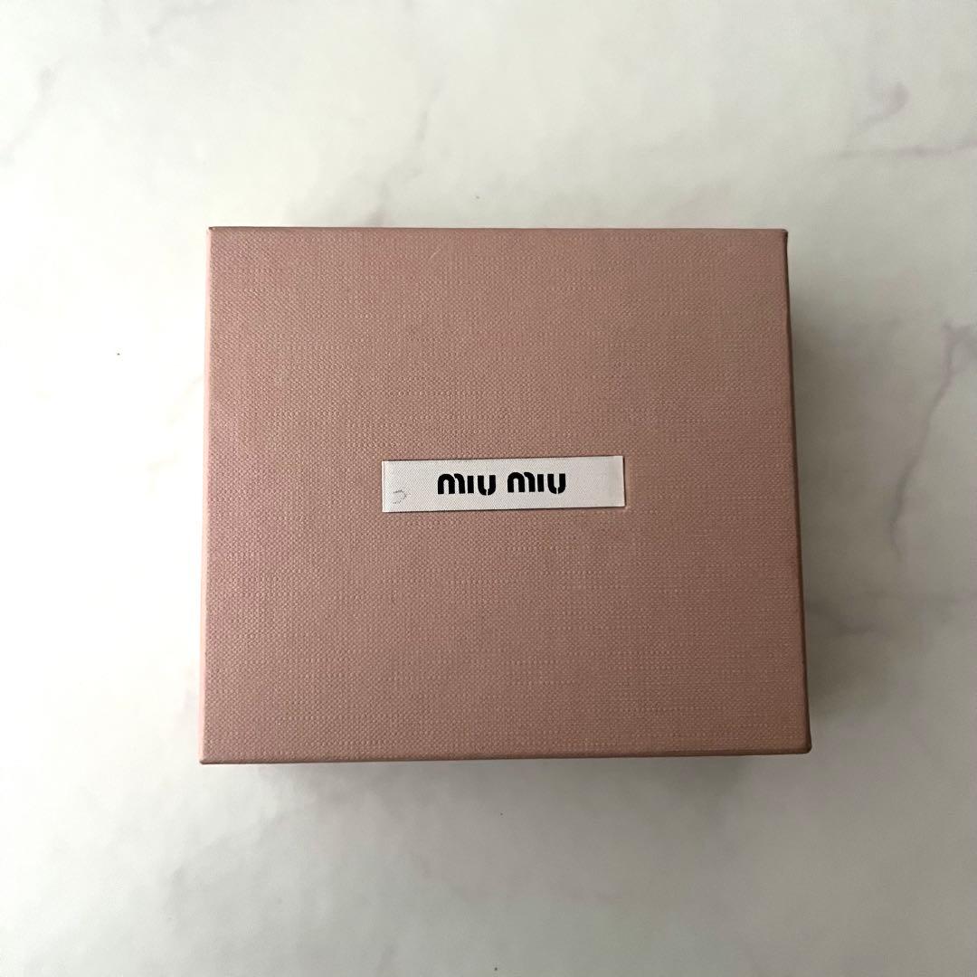 miumiu 折り財布 ブルー リボン 水色 ブルー レザー 箱付 ギャランティ