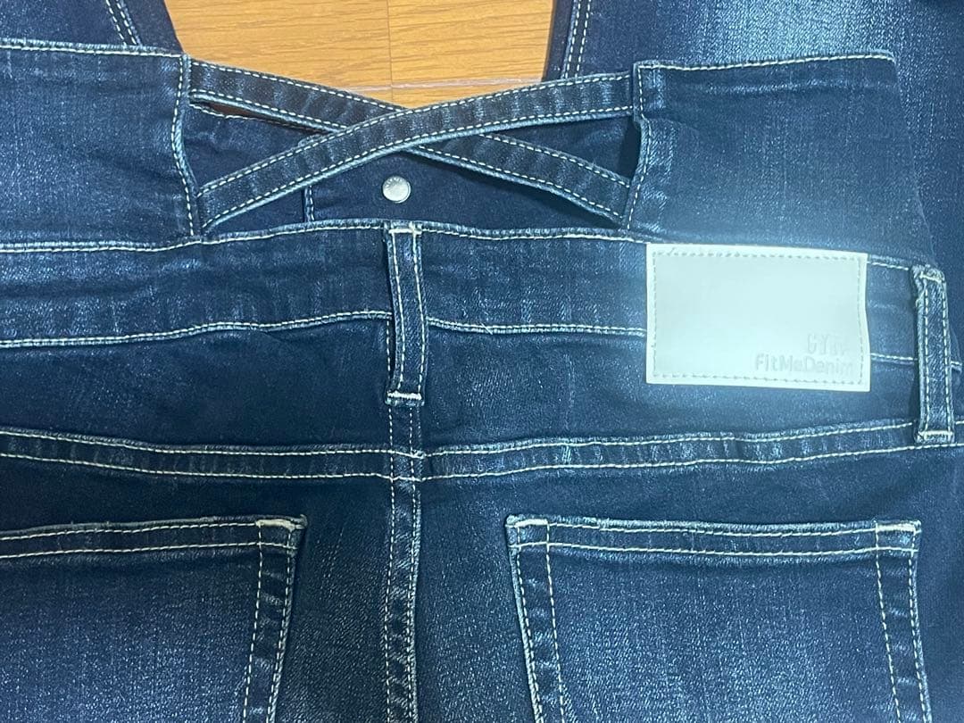ジェイダ　ハイウエストBACKクロスフレアパンツ　インディゴ　M