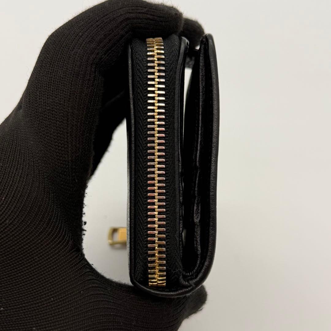 イヴサンローラン　折り財布　YSL ゴールド金具　レザー　ブラック