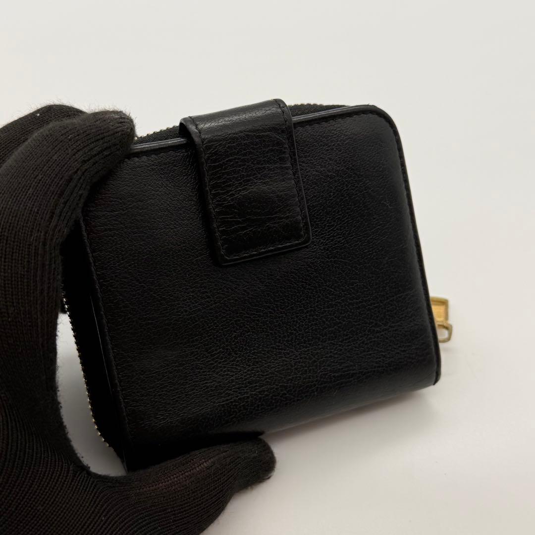 イヴサンローラン　折り財布　YSL ゴールド金具　レザー　ブラック