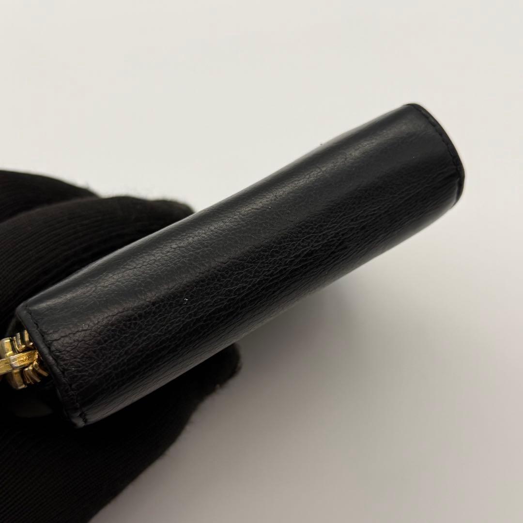 イヴサンローラン　折り財布　YSL ゴールド金具　レザー　ブラック