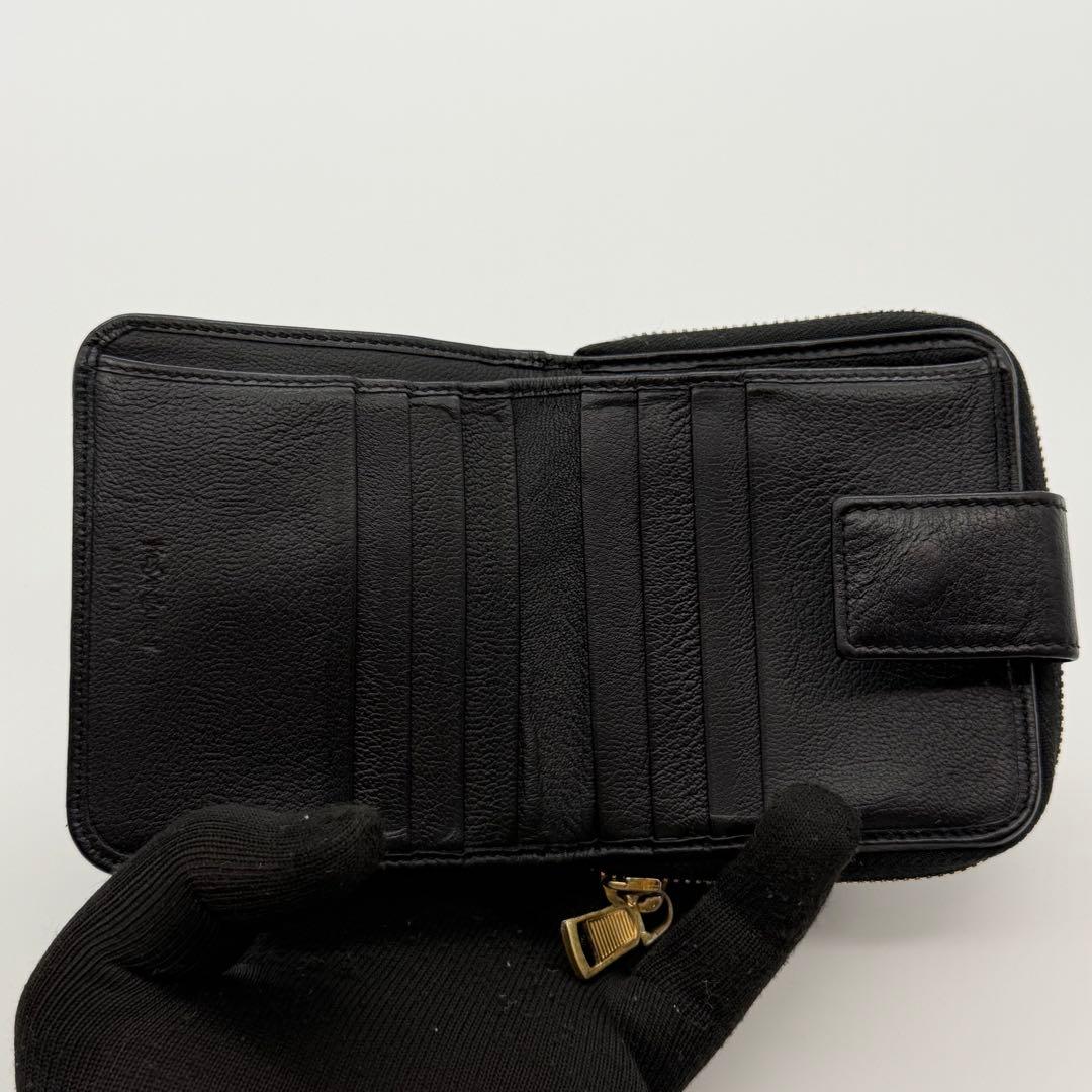 イヴサンローラン　折り財布　YSL ゴールド金具　レザー　ブラック