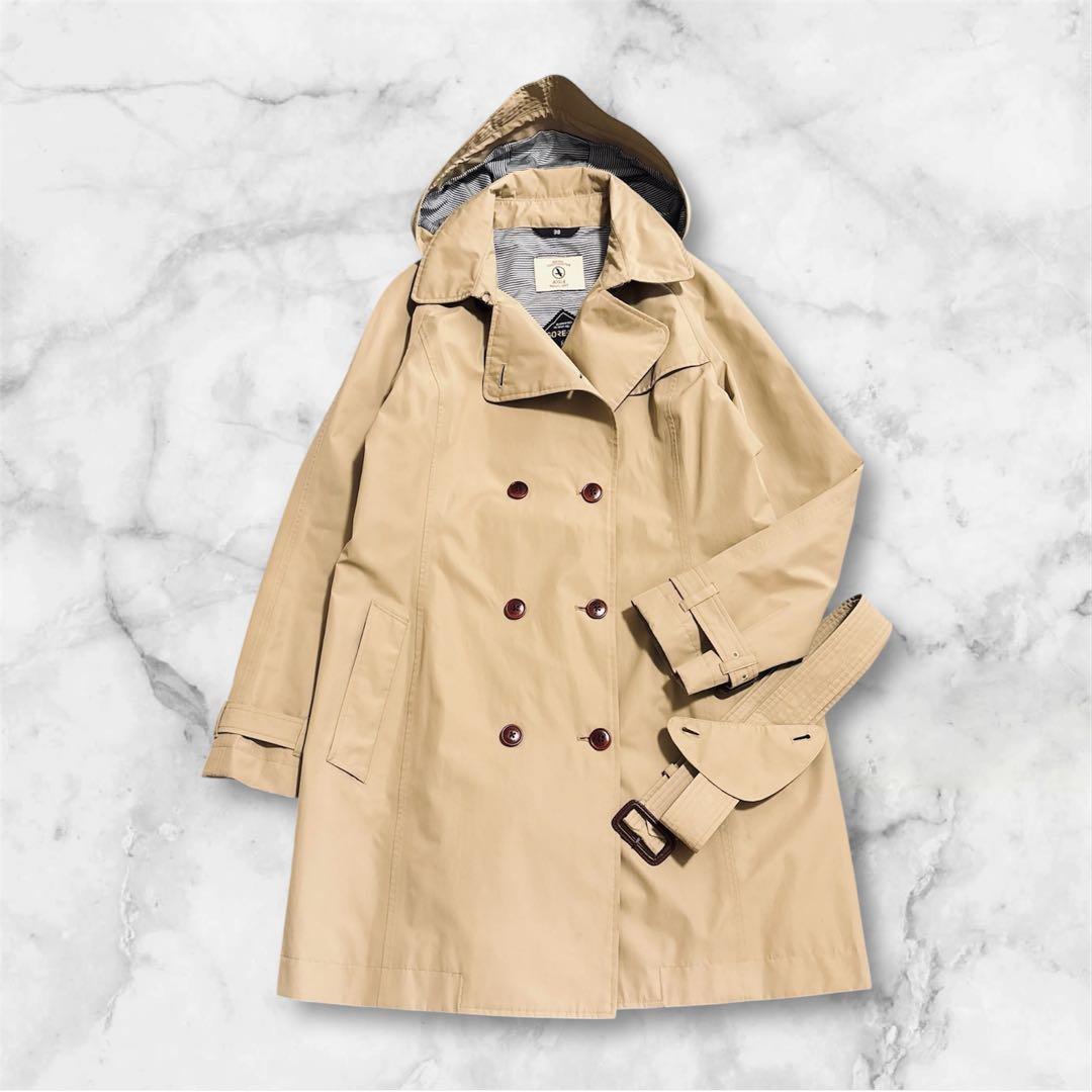 AIGLE｜38 取外しフード ゴアテックス トレンチコート ベルト ベージュ