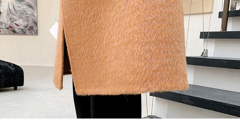 【新品】カシミヤ ロングコートダブルフェイス ウール オレンジ ベルト付き M