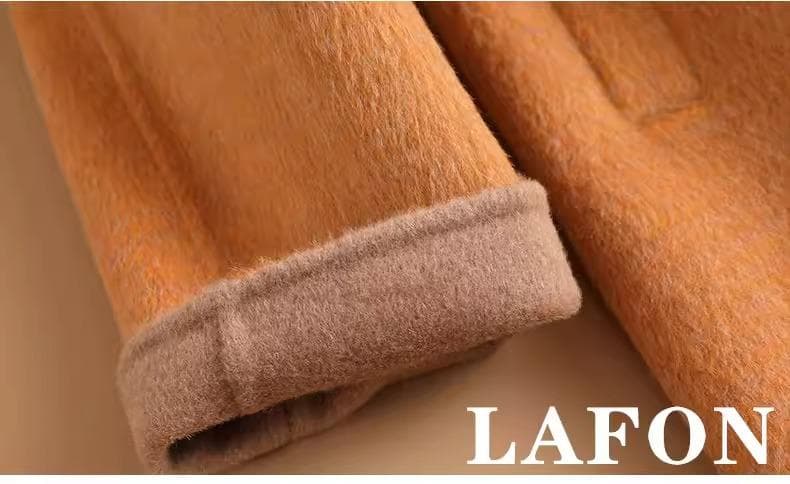 【新品】カシミヤ ロングコートダブルフェイス ウール オレンジ ベルト付き M