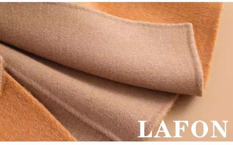【新品】カシミヤ ロングコートダブルフェイス ウール オレンジ ベルト付き M