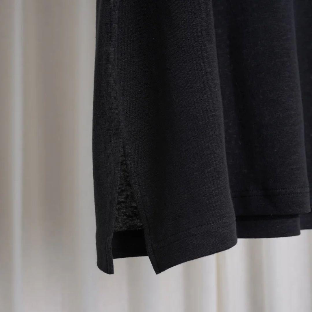 【WIRROW】 リネンコットン半袖カットソー　黒