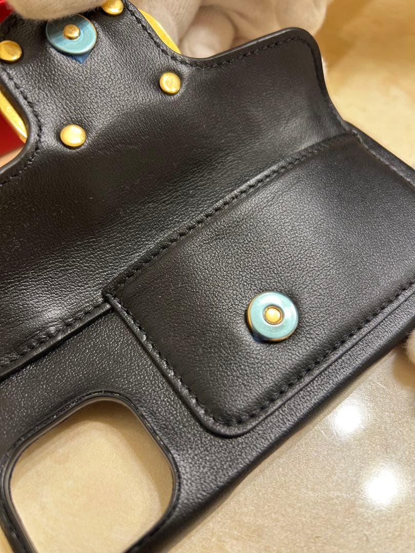 Valentino ブラック レザー iPhone14ケース