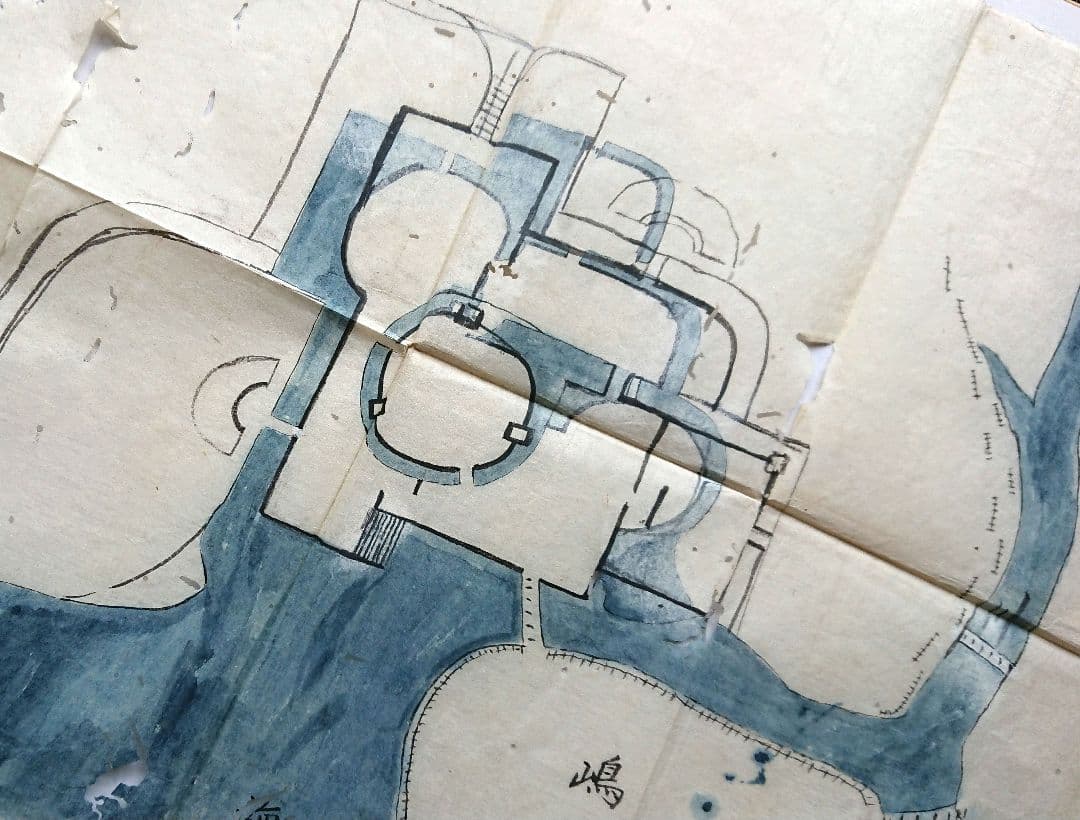 寛政8年「城絵図3枚」縄張図 城郭 戦国時代 和本 古文書 古地図