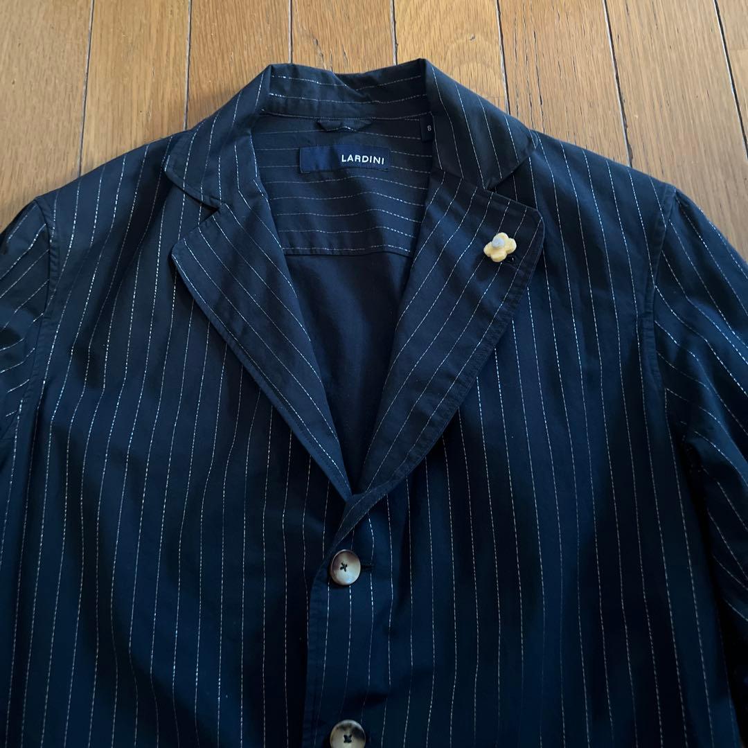 LARDINI ブラックストライプ シャツジャケットS