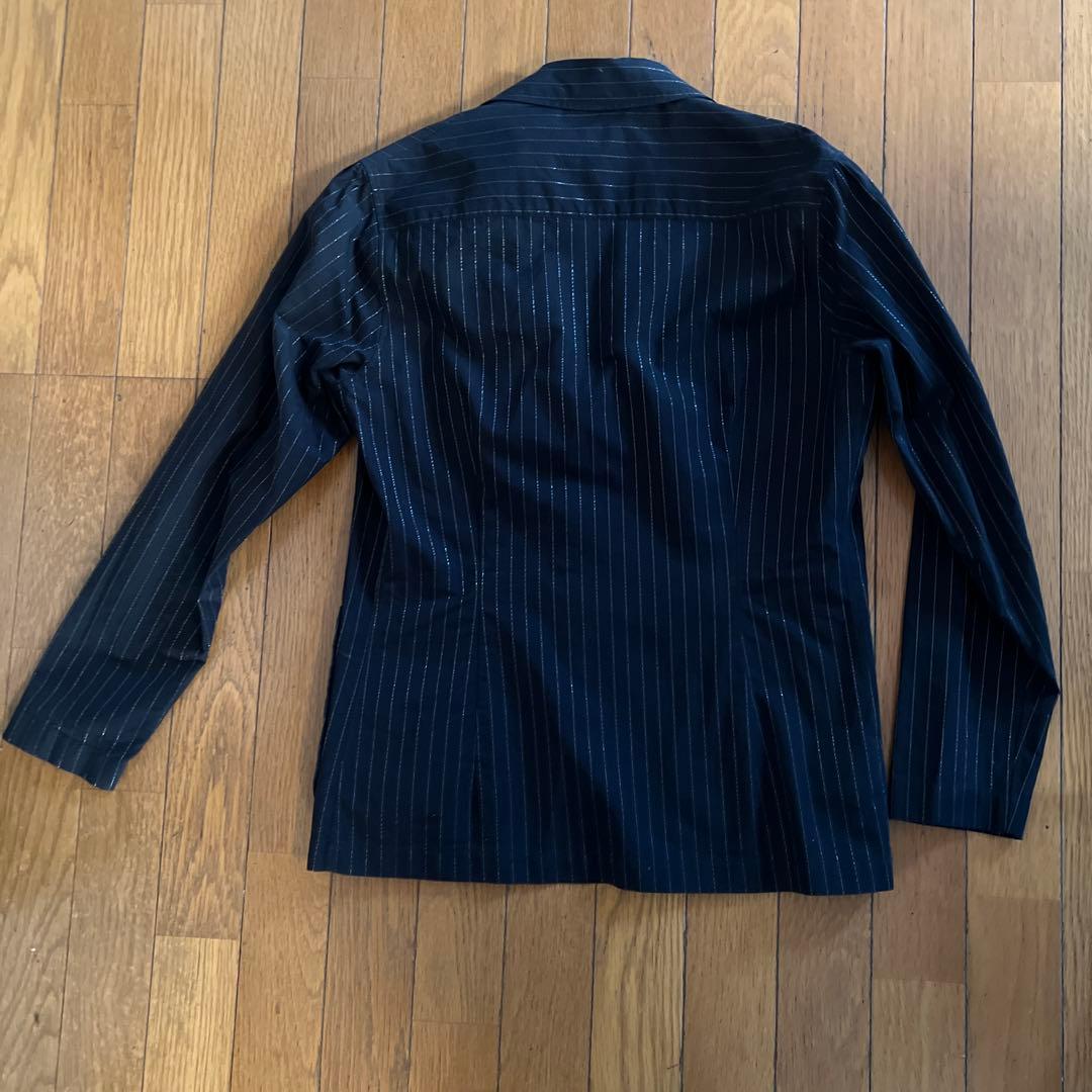LARDINI ブラックストライプ シャツジャケットS