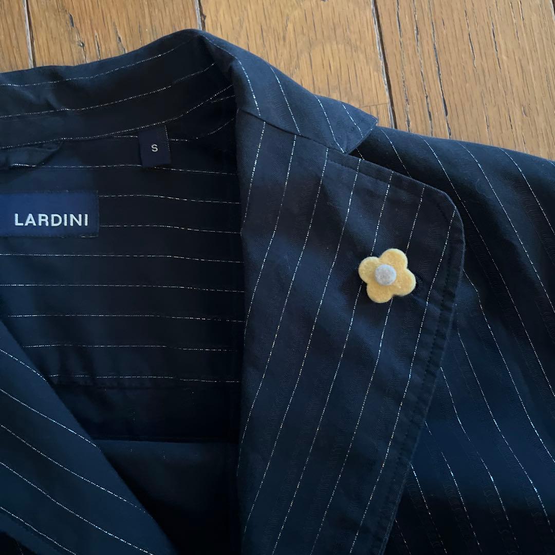 LARDINI ブラックストライプ シャツジャケットS