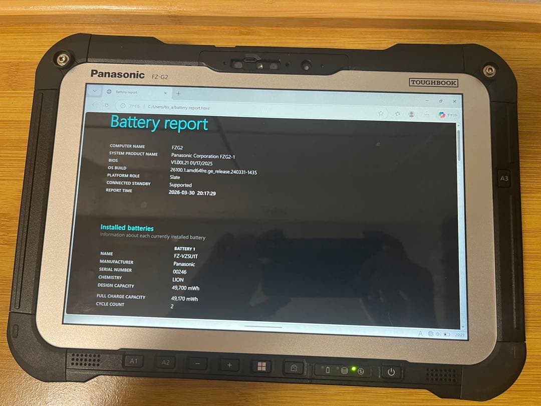 Windowsタブレット本体 TOUGHBOOK FZ-G2 win11/SSD256G/RAM8G/LTE