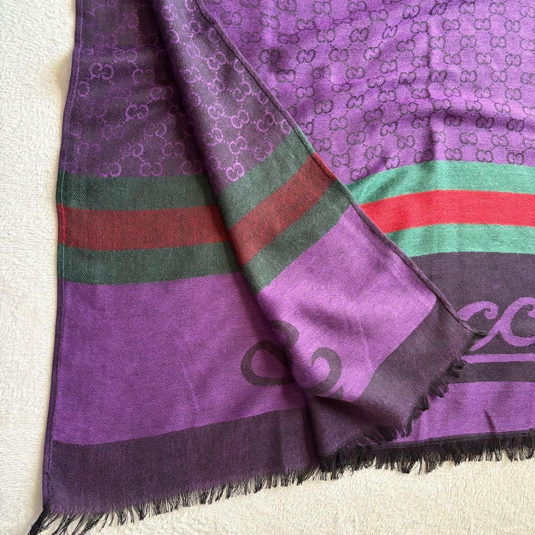 【訳あり格安】GUCCI グッチ マフラー GG柄 シェリーライン パープル