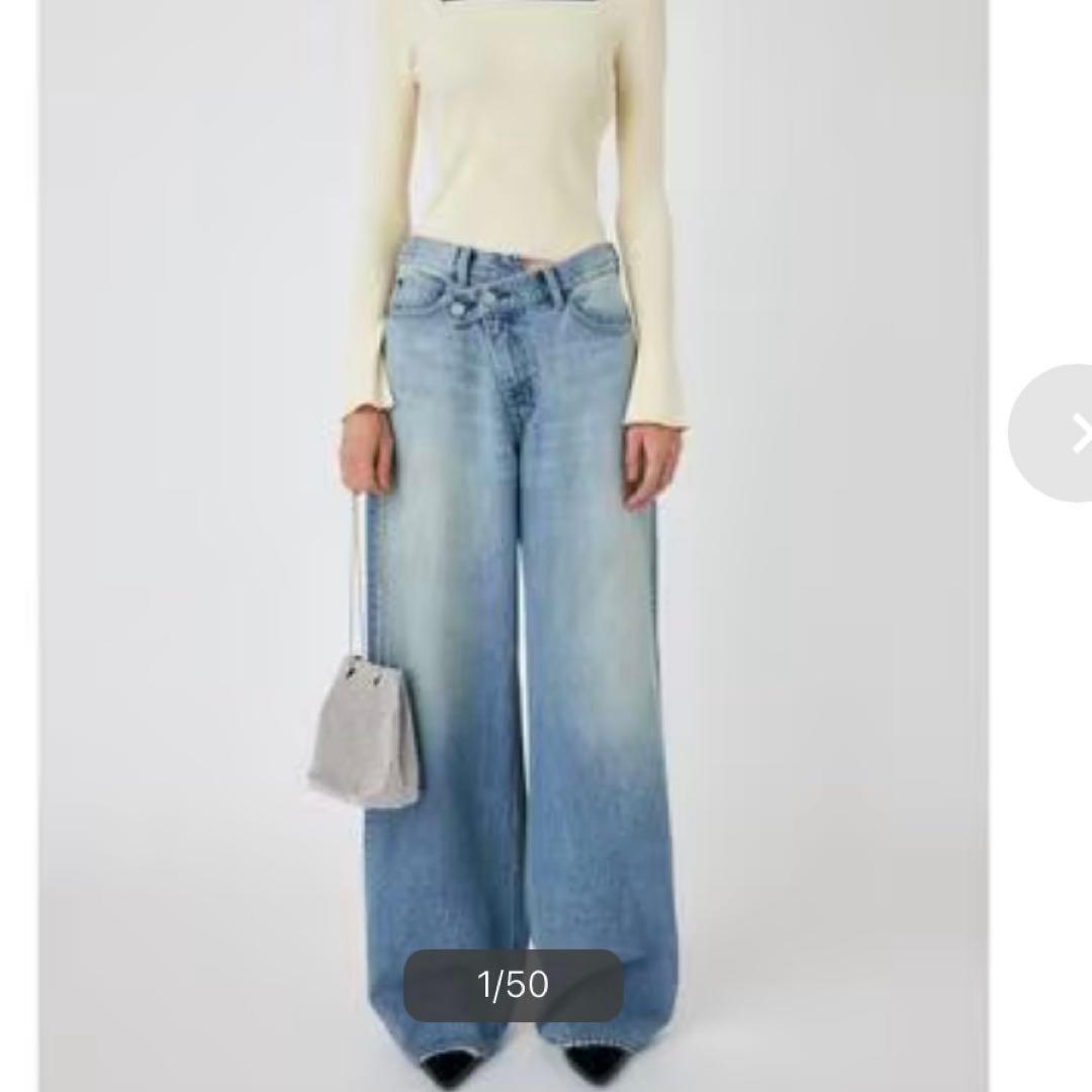 美品✨24年マウジー　CROSS WAIST WIDE STRAIGHT デニム