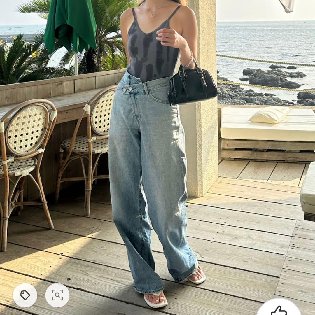 美品✨24年マウジー　CROSS WAIST WIDE STRAIGHT デニム
