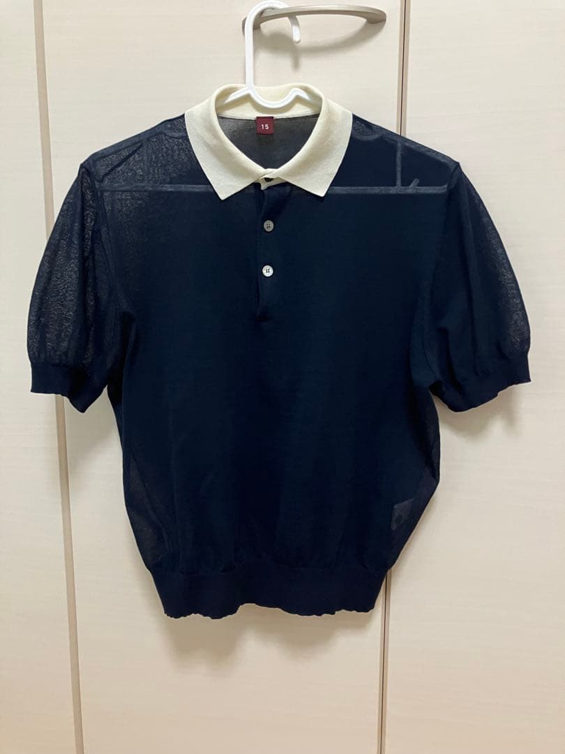 fig london ニットポロ　SHEER knit polo