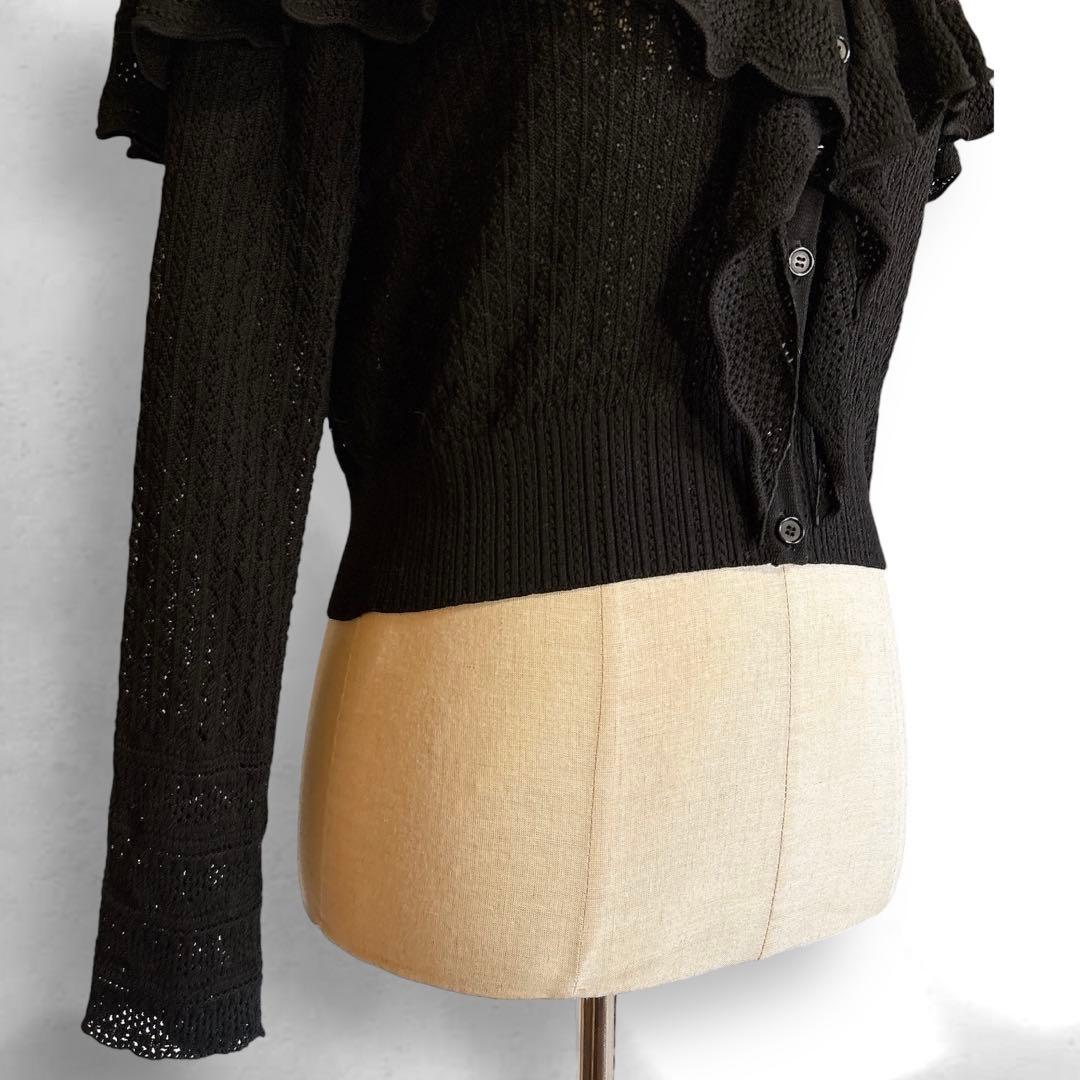 美品 25AW FETICO レース ニット ケープ カーディガン 36 黒