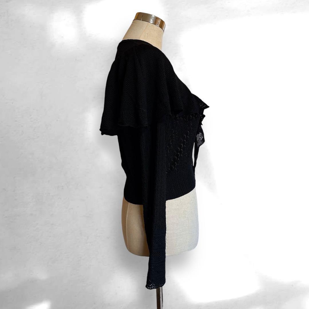 美品 25AW FETICO レース ニット ケープ カーディガン 36 黒