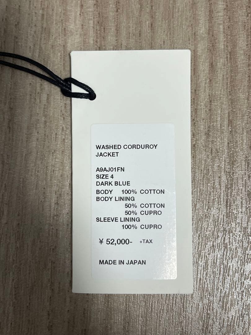 ジャケット・アウター AURALEE WASHED CORDUROY JACKET