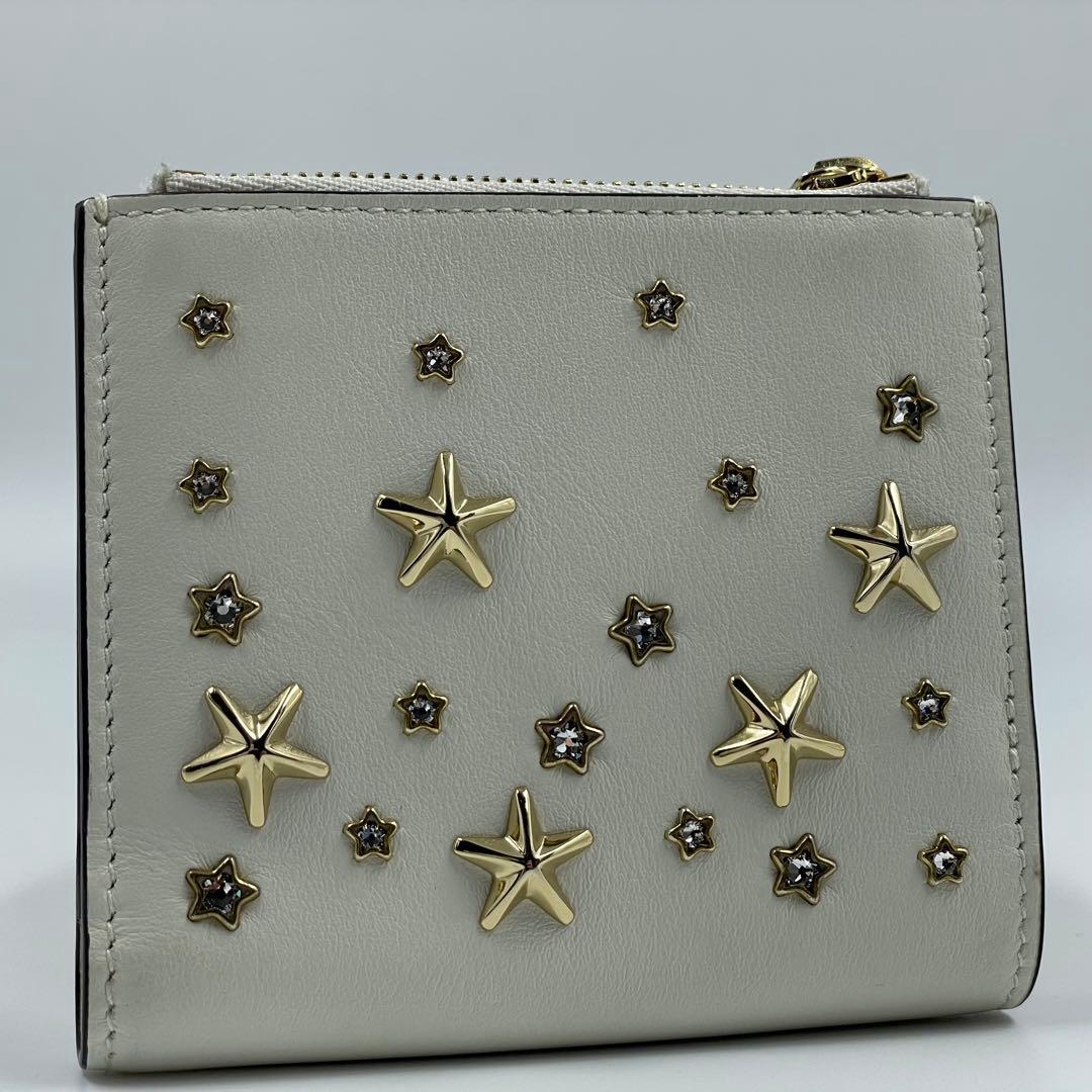 未使用✨　jimmy choo 財布　　スタッズ　レザー　ホワイト　箱付き
