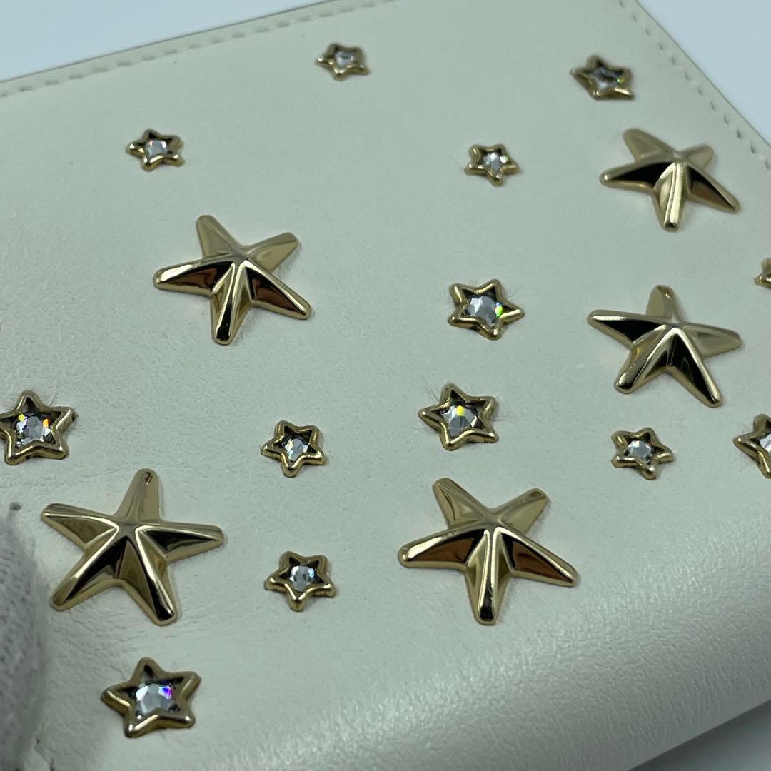 未使用✨　jimmy choo 財布　　スタッズ　レザー　ホワイト　箱付き