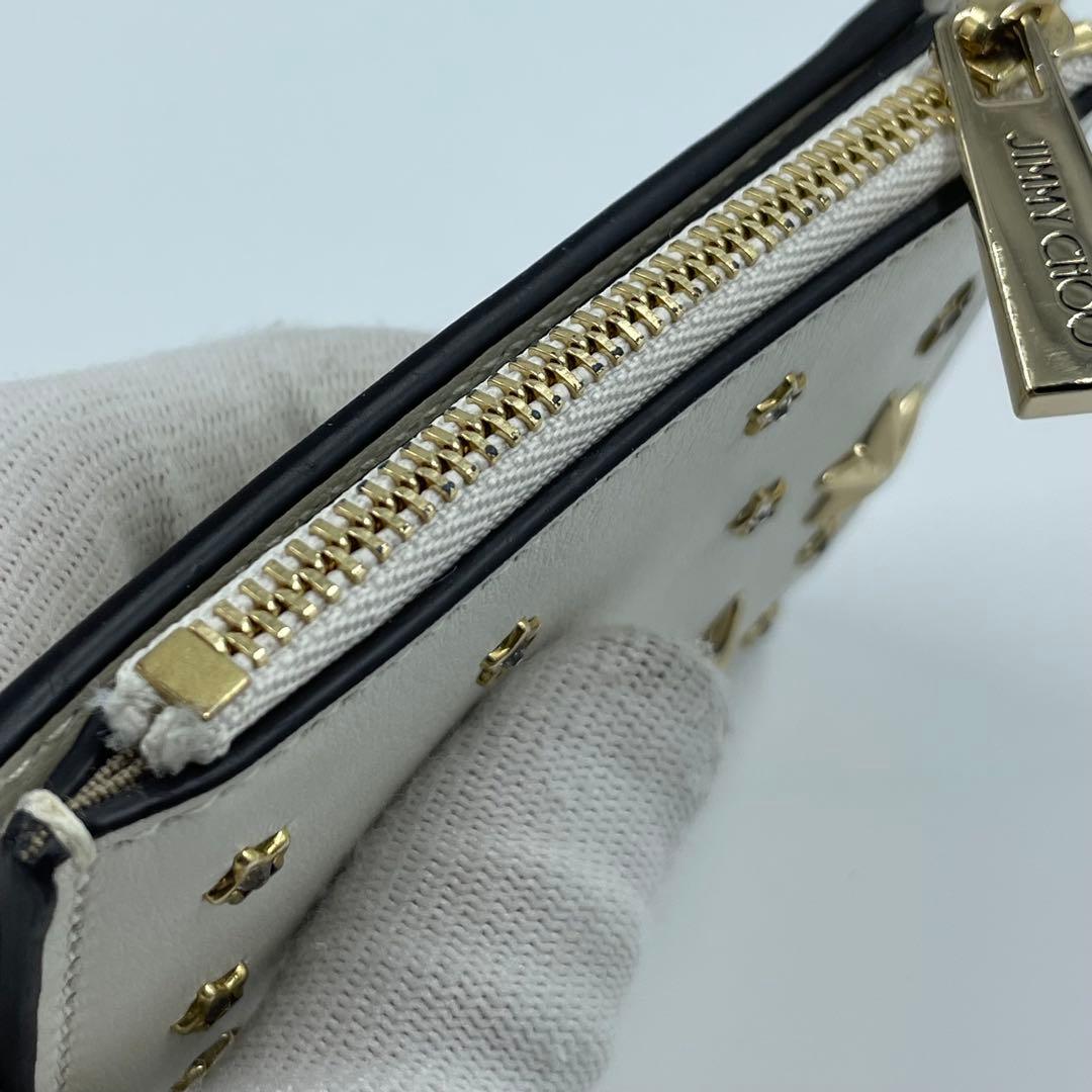 未使用✨　jimmy choo 財布　　スタッズ　レザー　ホワイト　箱付き