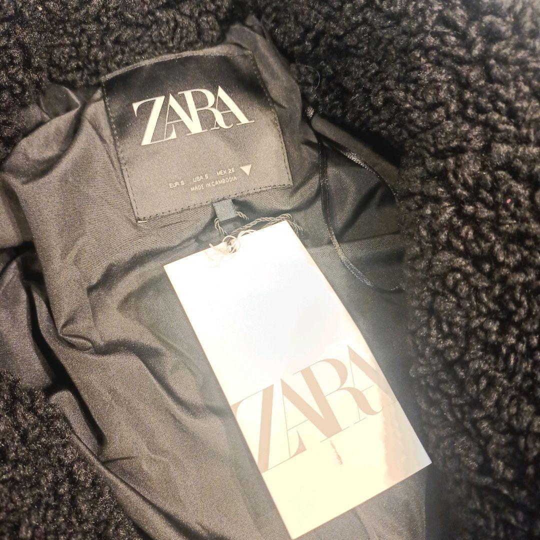 ★レディースS★新品タグ付き ZARA エクストラロング フェイクボアコート