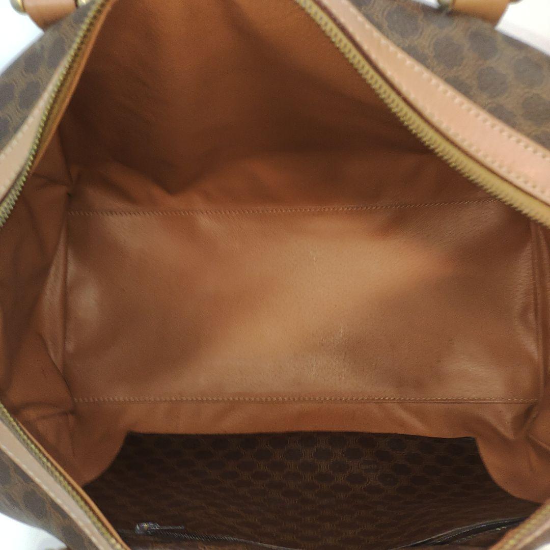 【美品】セリーヌ ボストンバッグ レザー×PVC A4可 マカダム柄 ブラウン
