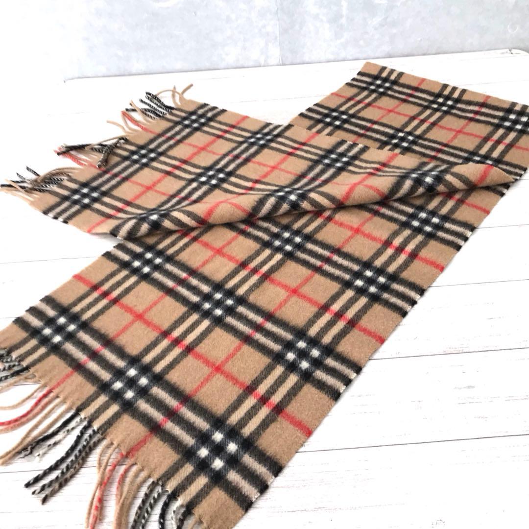 英国製 Burberry`s カシミア100％ ノバチェック マフラー 美品