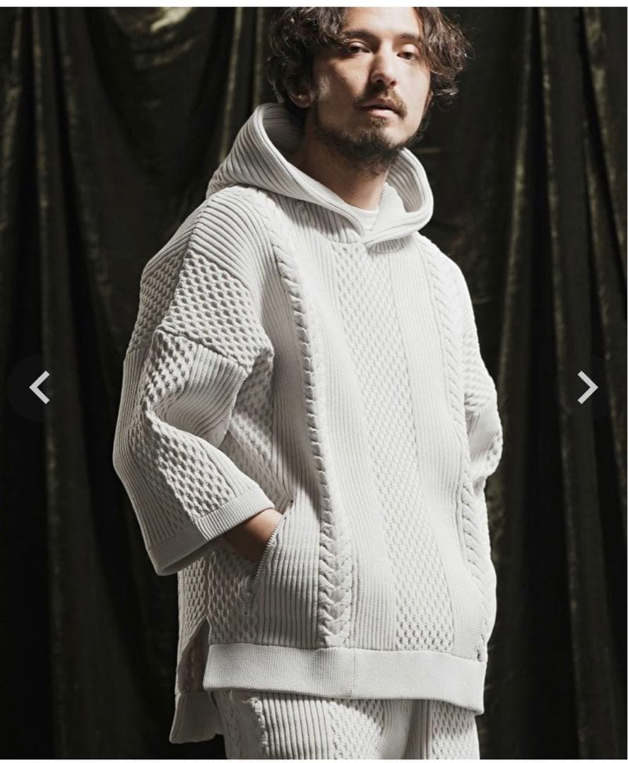ANGENEHM cable stitch short sleeve パーカー