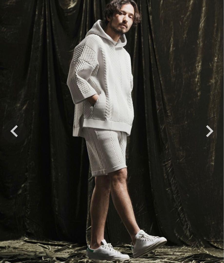 ANGENEHM cable stitch short sleeve パーカー