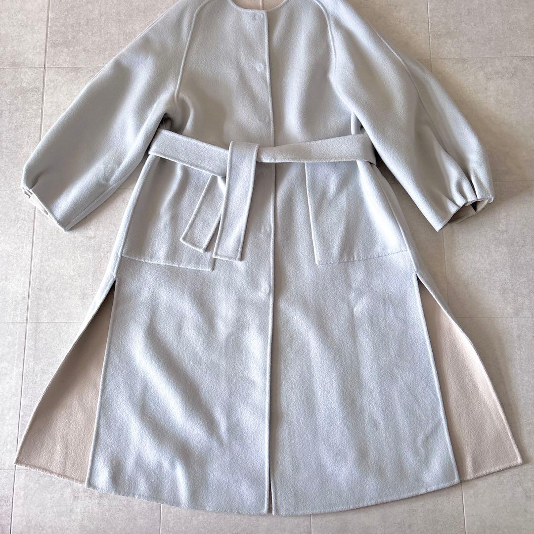 カシミア✨️10,5万 アドーア 2TONE ノーカラーリバーシブルリバーコート