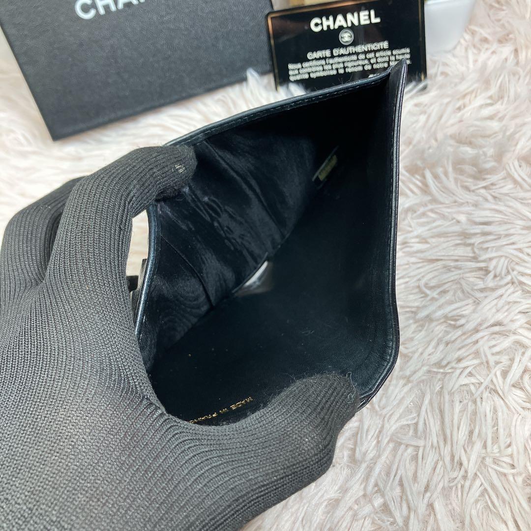 超美品 CHANEL 二つ折り財布 ココマーク キャビアスキン レザー Wホック