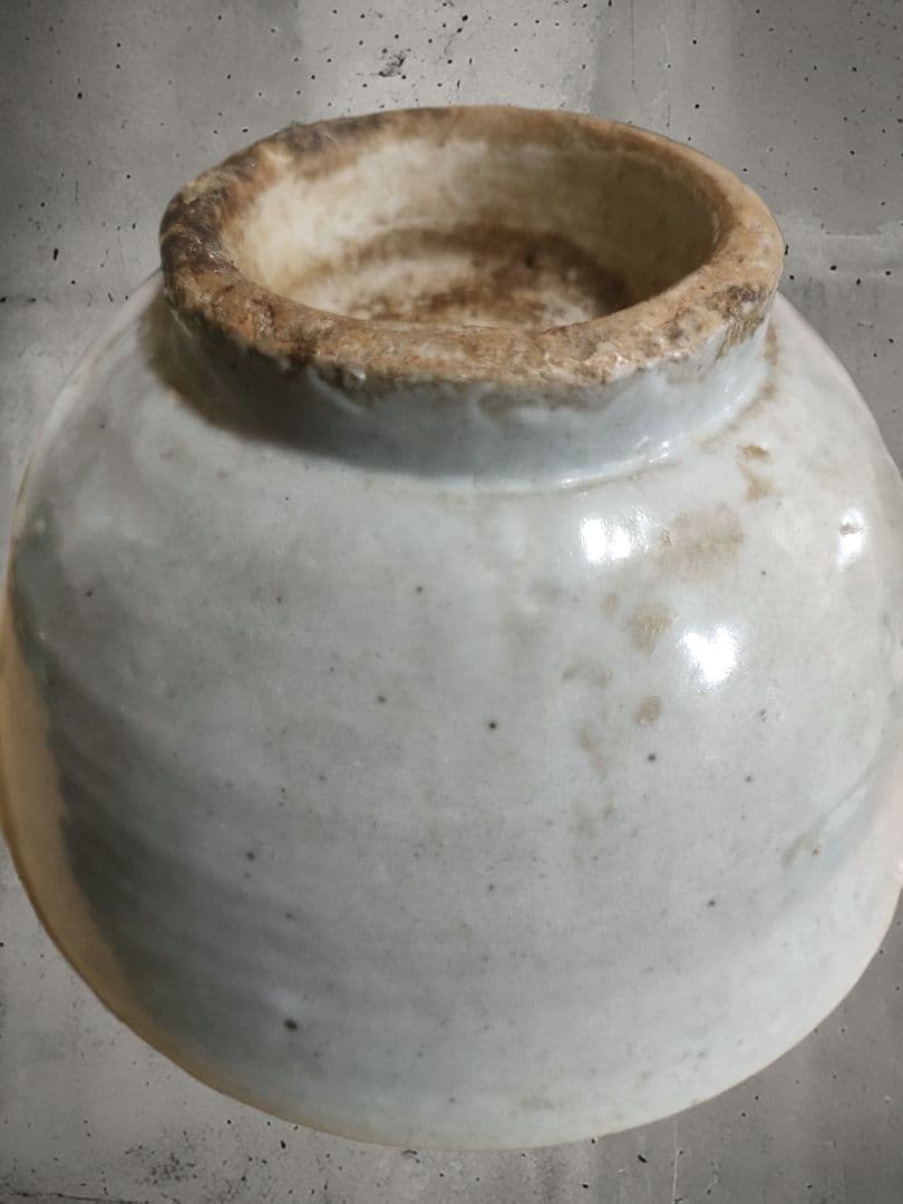 李朝白磁茶碗　朝鮮美術　時代物骨董