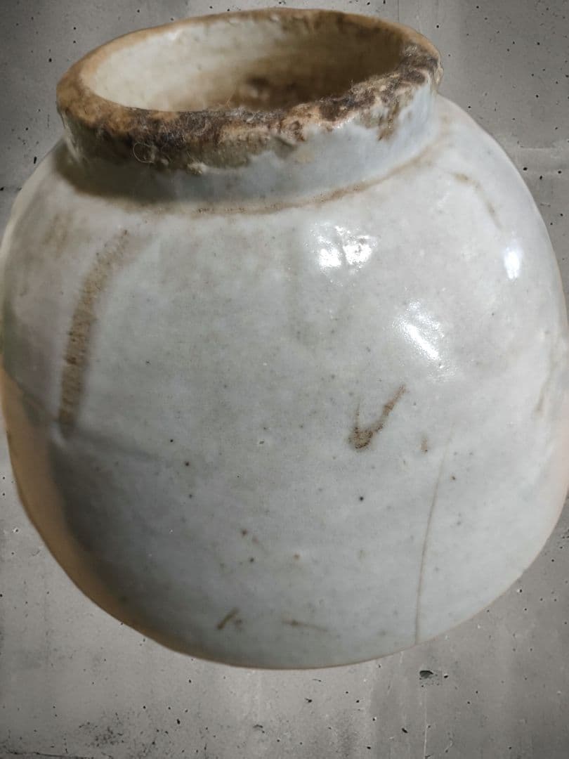 李朝白磁茶碗　朝鮮美術　時代物骨董