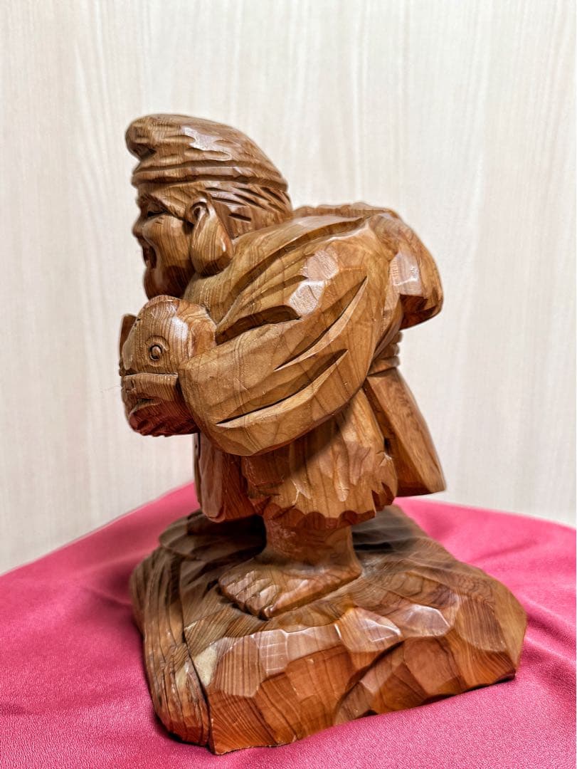 【美品】恵比寿像 七福神 木彫 仏像 彫刻 開運 置物 アンティーク インテリア