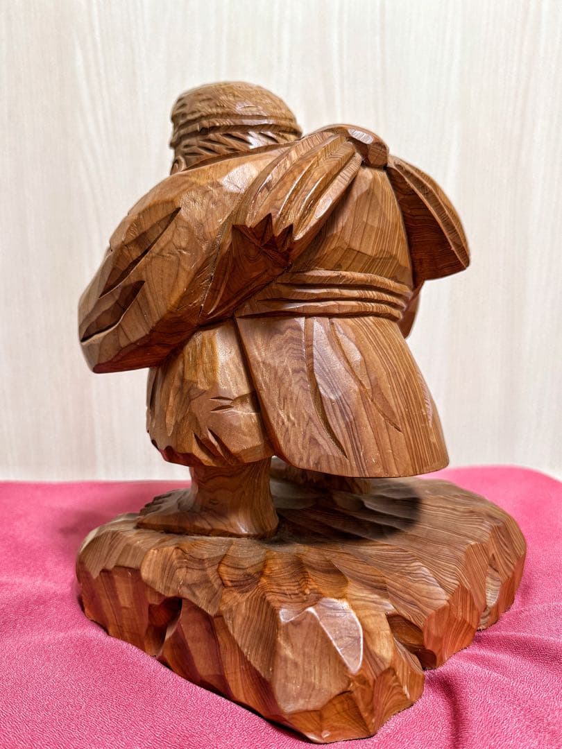 【美品】恵比寿像 七福神 木彫 仏像 彫刻 開運 置物 アンティーク インテリア