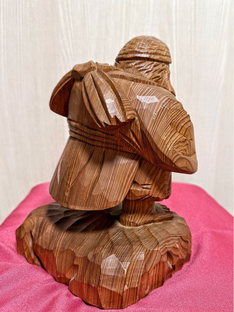 【美品】恵比寿像 七福神 木彫 仏像 彫刻 開運 置物 アンティーク インテリア