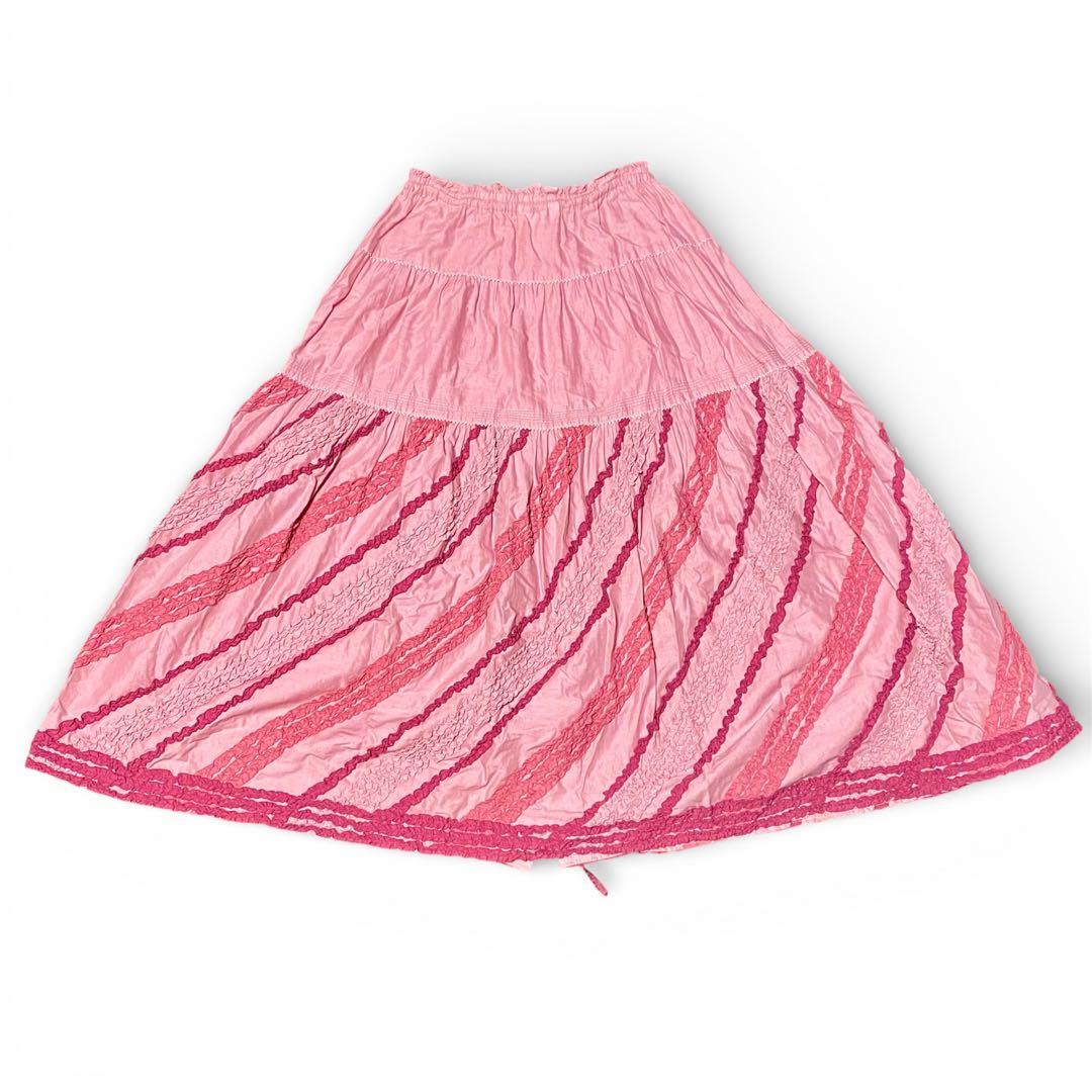 PINK HOUSE ピンク ストライプ ロングスカート