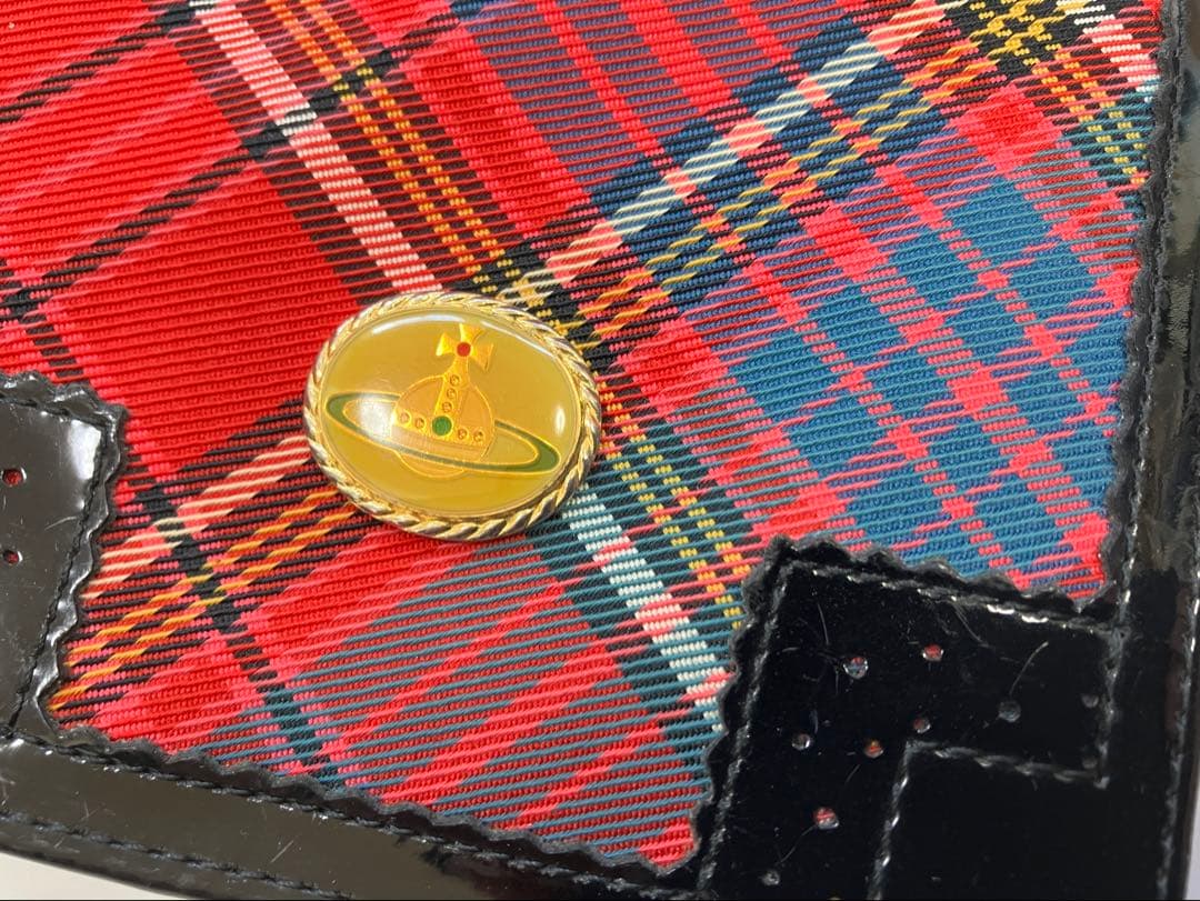 美品 ヴィヴィアンウエストウッド 三つ折り財布 赤 チェック