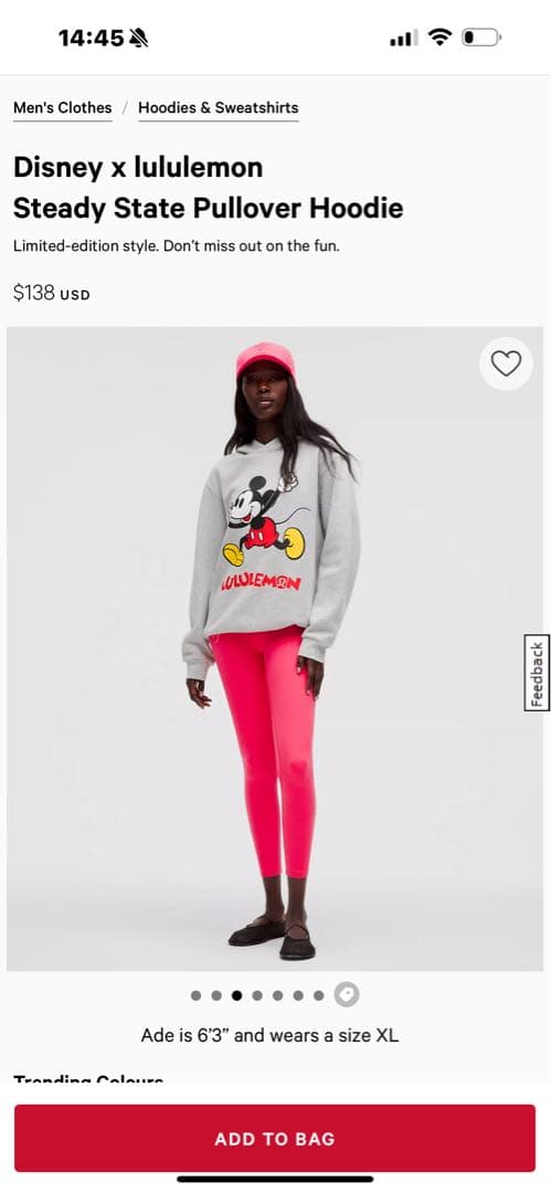 限定コラボ Disney x lululemon ディズニーミッキーHoodie