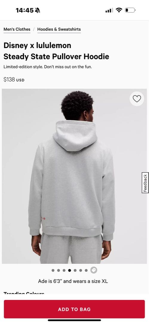 限定コラボ Disney x lululemon ディズニーミッキーHoodie
