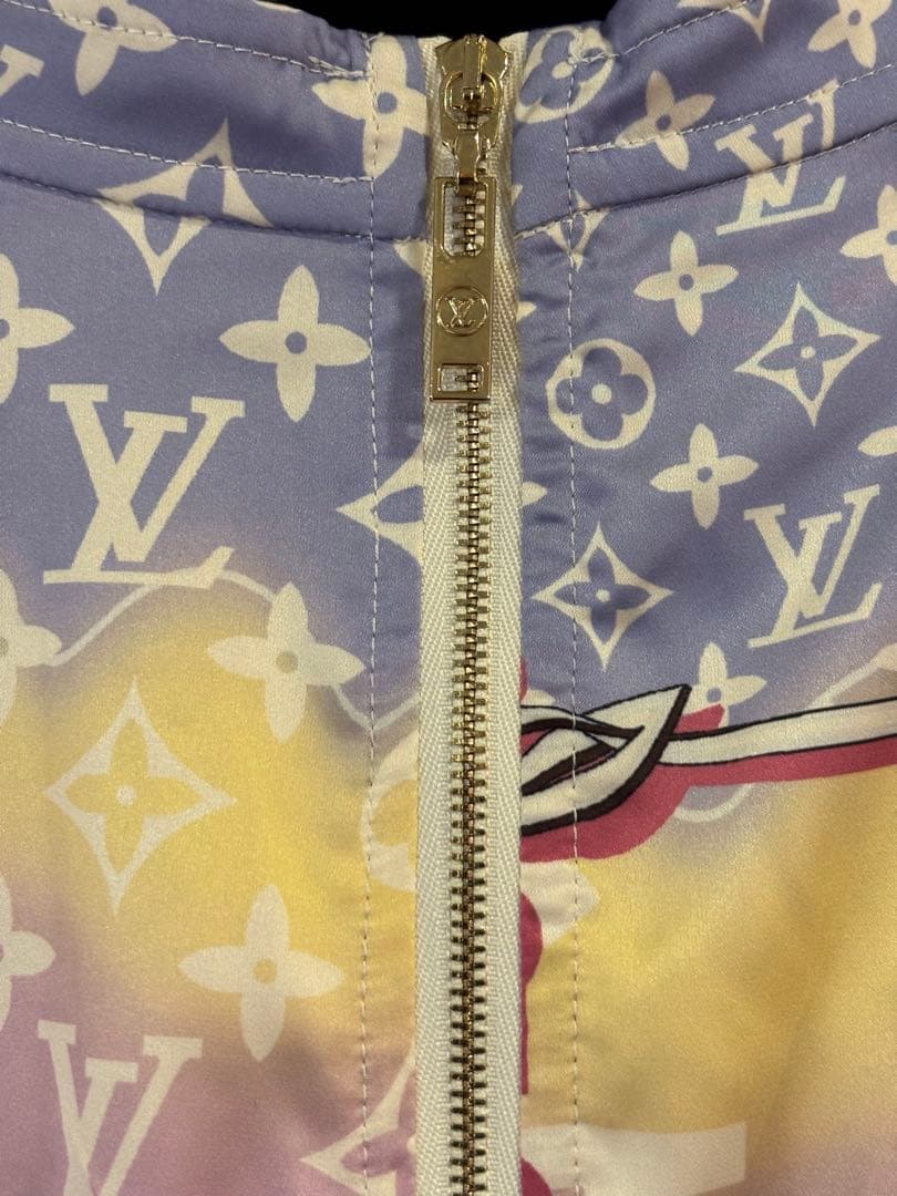 #美品Louis Vuitton フリル付きモノグラムひざ丈ワンピース#L