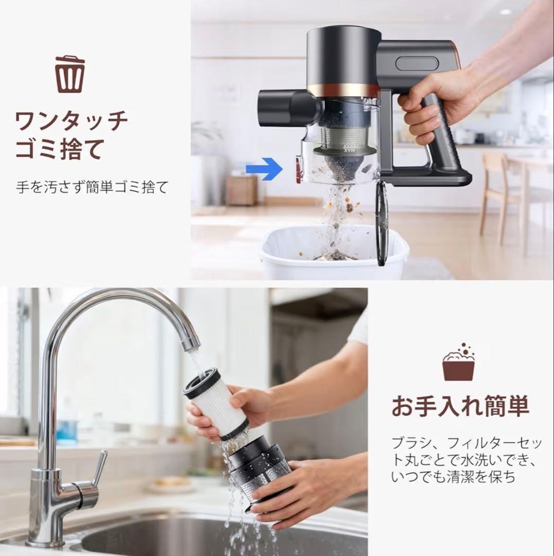 コードレス掃除機 強力吸引70KPa 550W 自立式 LED 軽量掃除機