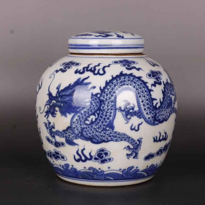 清康熙鯖双龍紋茶壺 景徳鎮 陶磁器 装飾品 工芸品 美術品 置物