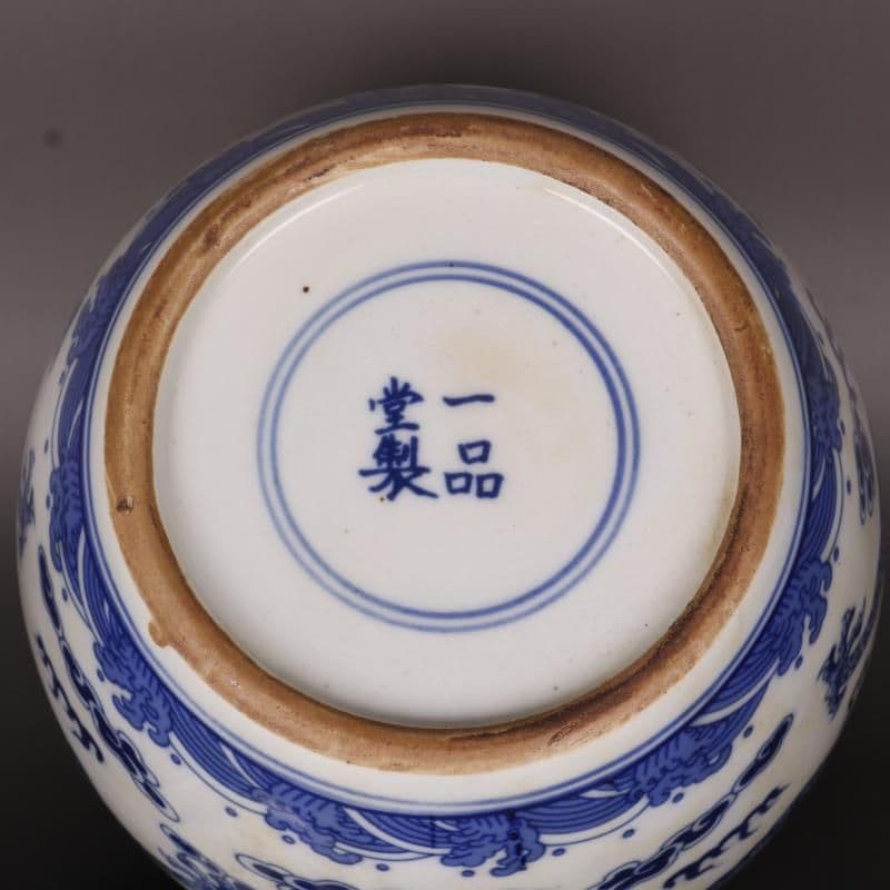 清康熙鯖双龍紋茶壺 景徳鎮 陶磁器 装飾品 工芸品 美術品 置物